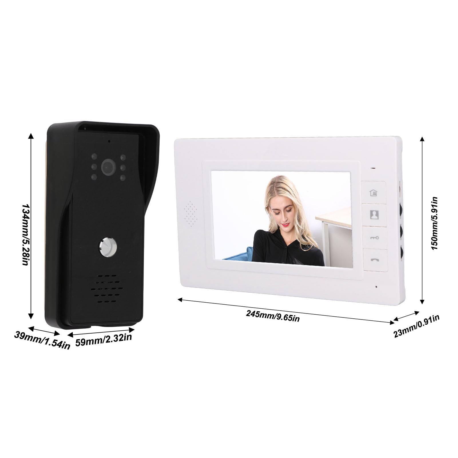 Système D'interphone Vidéo Filaire, Kit de Sonnette de Visiophone Intelligent avec Moniteur de 7 Pouces, Caméra de Vision Nocturne Grand Angle, Montage Mural, pour Appartements,