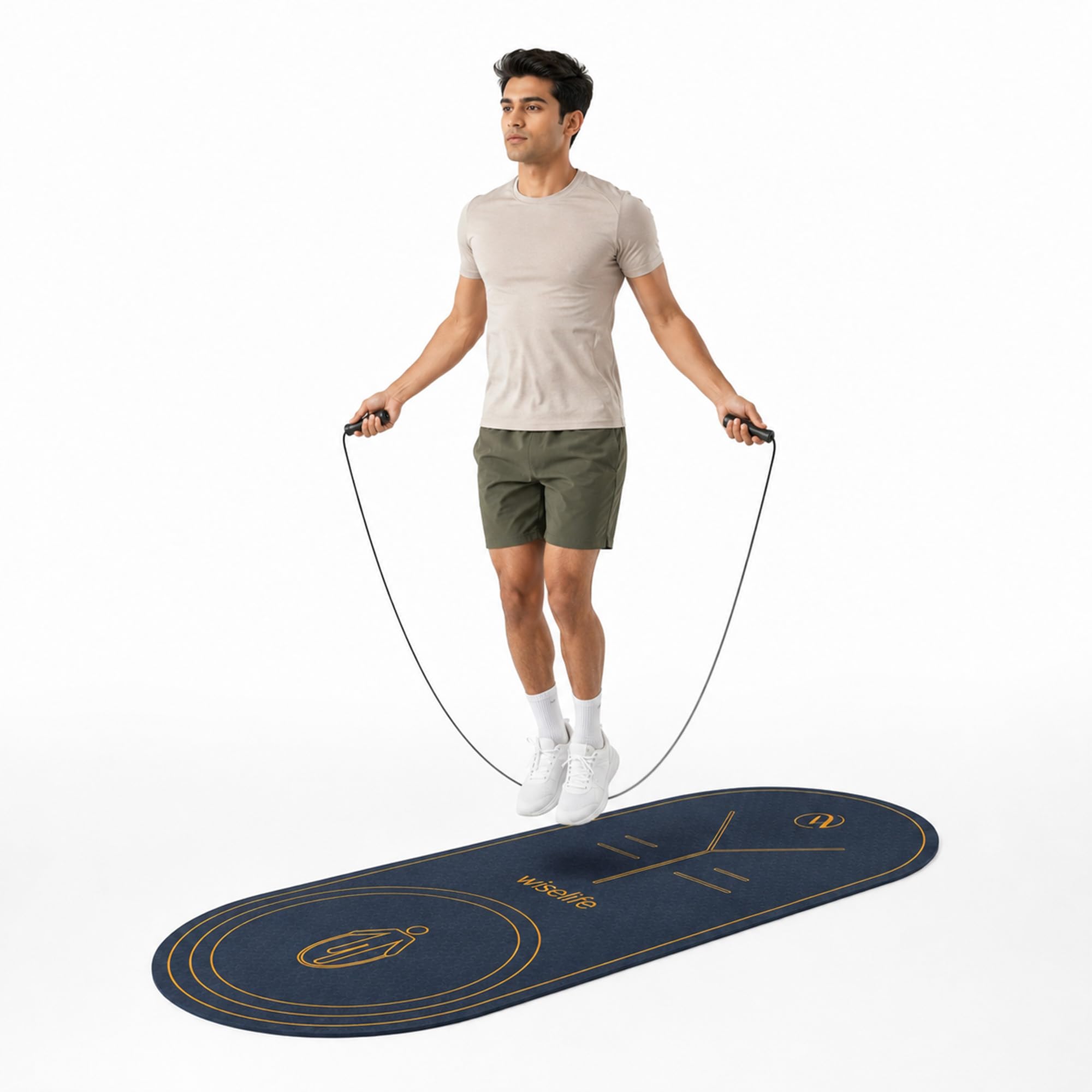 WiseLife Skipping Mat For Men, Women & Kids| Non Slip with Dual Grip Sports Skipping Rope Mat with Shock Absorbtion & Sound Insulation For Home, Excercise & Gym, Fitness & Outdoor Workouts- Navy Blue-image-25