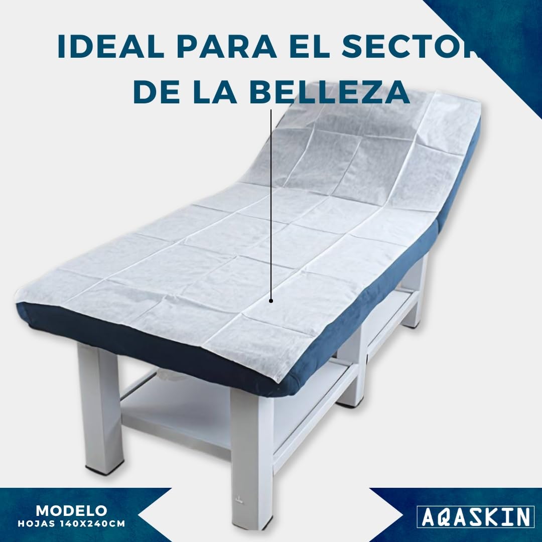 Sábanas Desechables en TNT 140 x 240 cm, Sábanas Envasadas Individualmente, Sábanas Desechables Higiénicas, Color Blanco - Cantidad 100 pzs