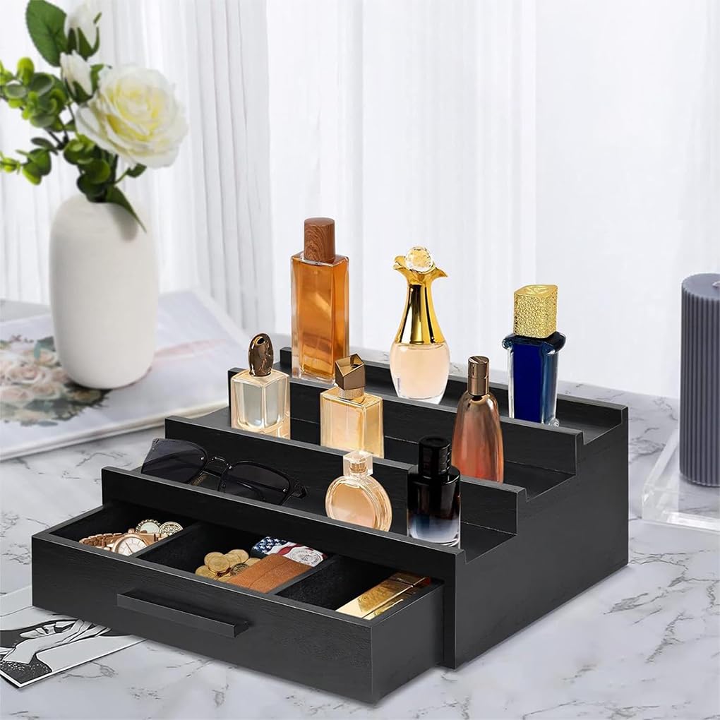 Organizador de Estante con Soporte de Colonia Elegante para Almacenamiento de baño, Soporte de Perfume, Organizador de para Madera para Perfume, Dormitorio