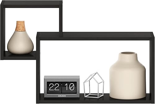 Miniatura 10 de Furinno Rossi - Estantes flotantes de exhibición de 23 pulgadas para montar en la pared, color expreso, juego de 2