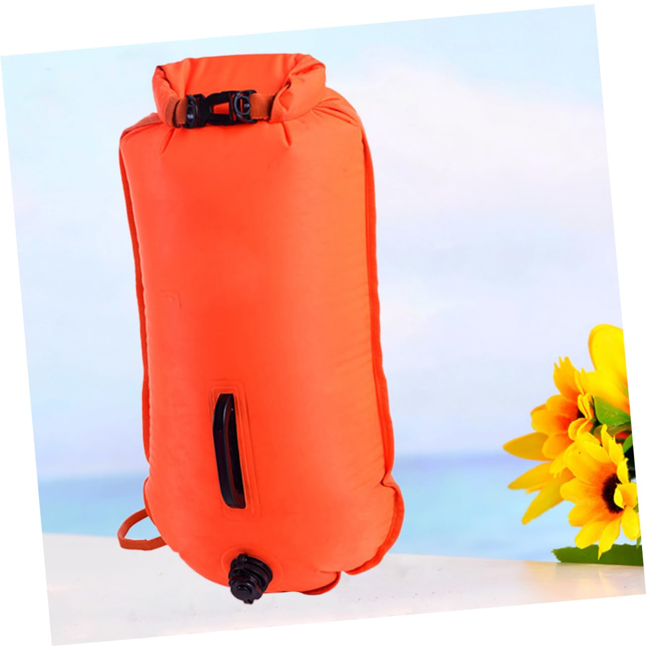 Abaodam Orange Ankerboje mit Verstellbarem, Abnehmbarem Hüftgurt | Nylon, Leicht und Einfach Aufzublasen, Schwimmhilfe fürs Offene Wasser, Kompakt für Schwimmzubehör