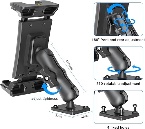 Miniatura 4 de OHLPRO Soporte para tablet de automóvil, base de taladro resistente, soporte para tableta para camión, compatible con iPad Samsung Tab de 5 a 13