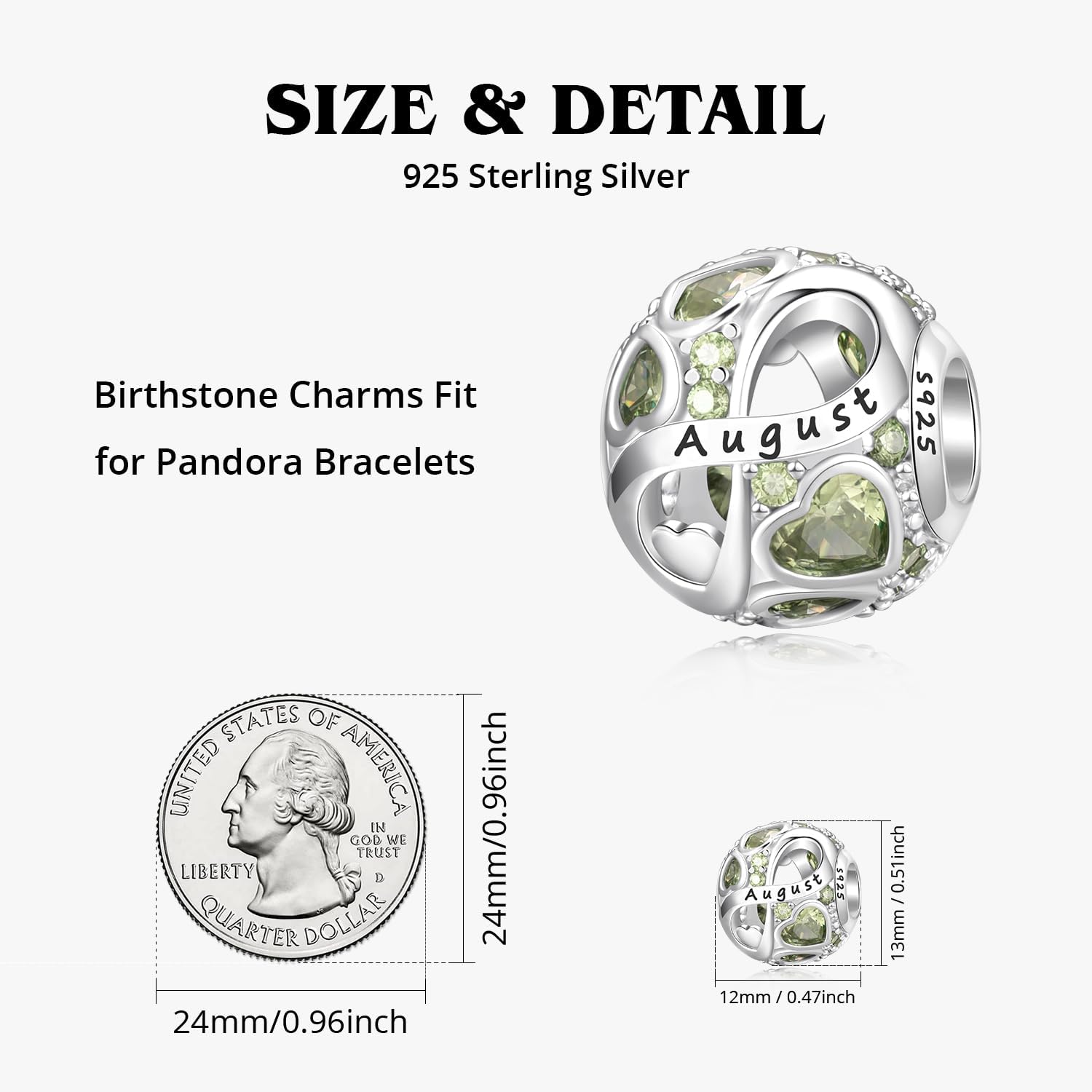 Birthstone Charm for Charm Bracelet, 925 Sterling Silver Infinity Love Heart Bead Charm for Bracelet and Necklace, Happy Birthday Mother's day Christmas Jewelry Gifts for Women - Image 4