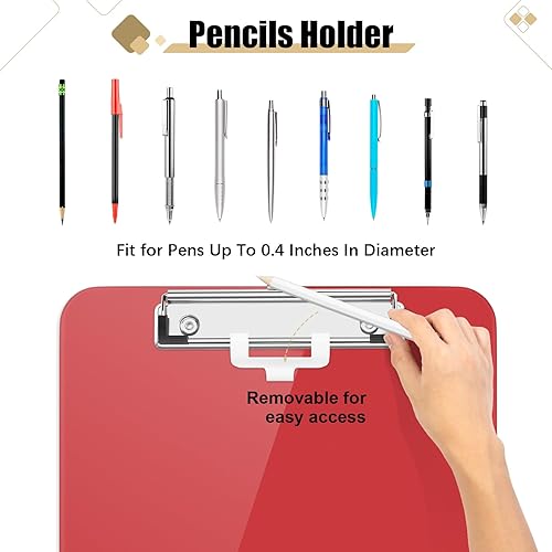 Miniatura 2 de Hongri Portapapeles de plástico de 8.5 x 11 pulgadas, portapapeles A4 rojo tamaño carta para enfermeras, estudiantes, profesores, oficina y escuela,