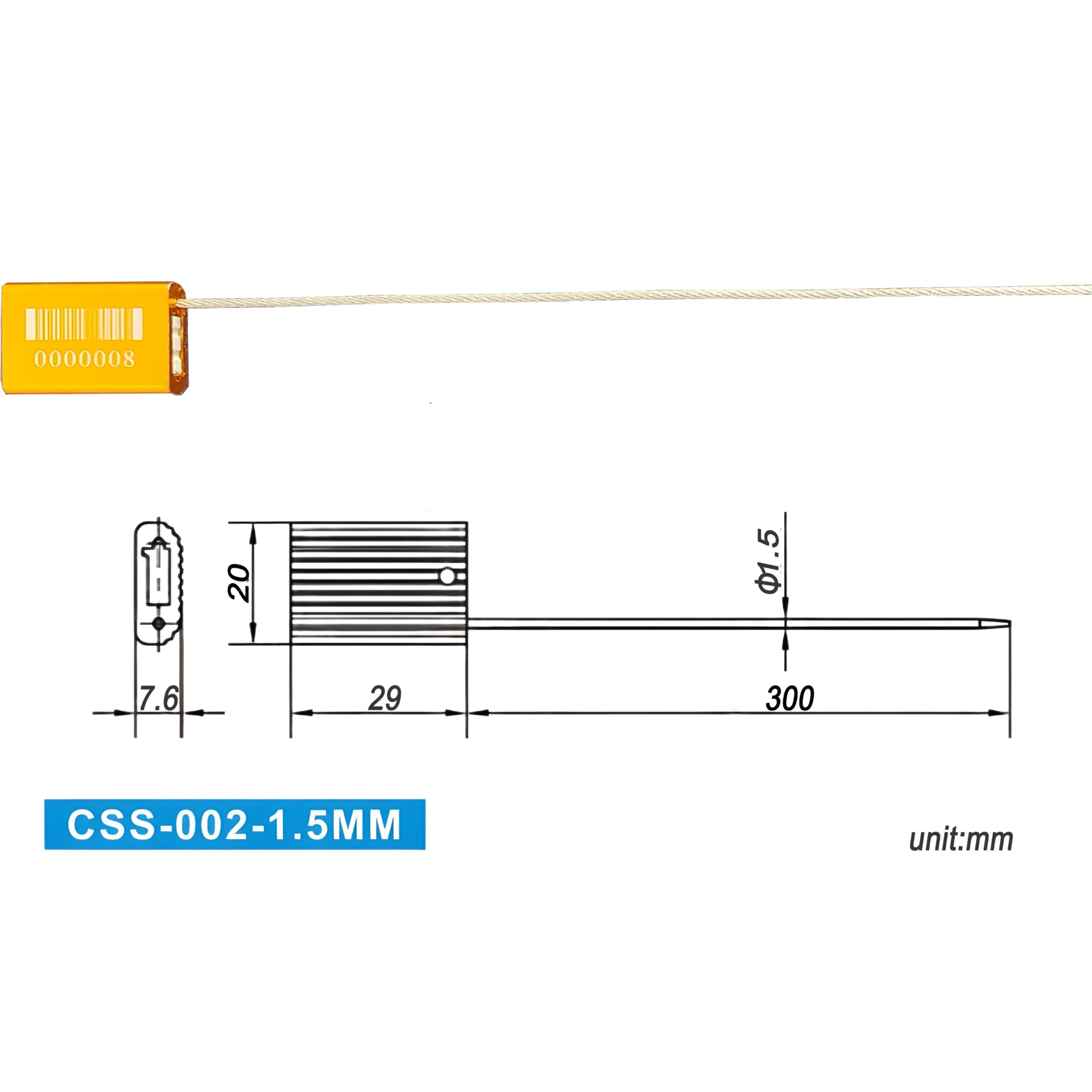 ISO/PAS 17712: 2013 konforme Sicherheitskabeldichtungen mit Barcode und Seriennummer, manipulationssichere, zugfeste Stahldichtungen aus Aluminium (50 Stück, gelb)