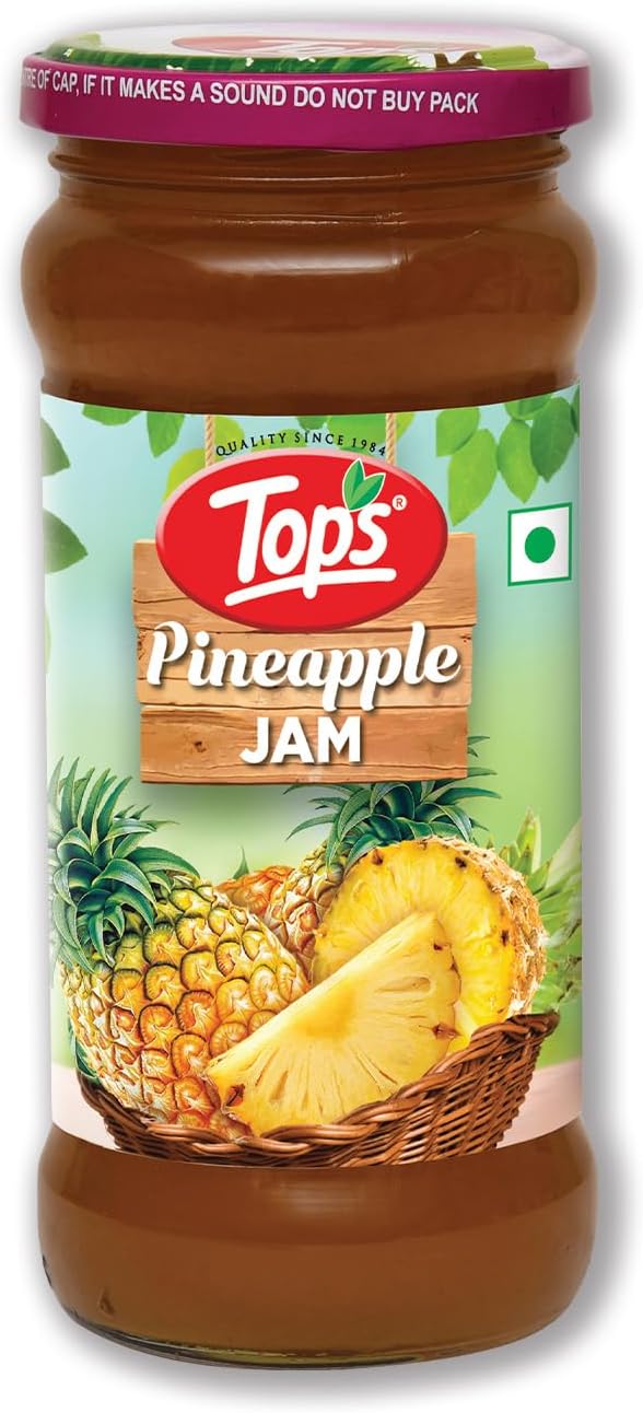 TOPS Pineapple Jam - 475 gm | From selected Pineapples| Provides a burst of fruity flavour.