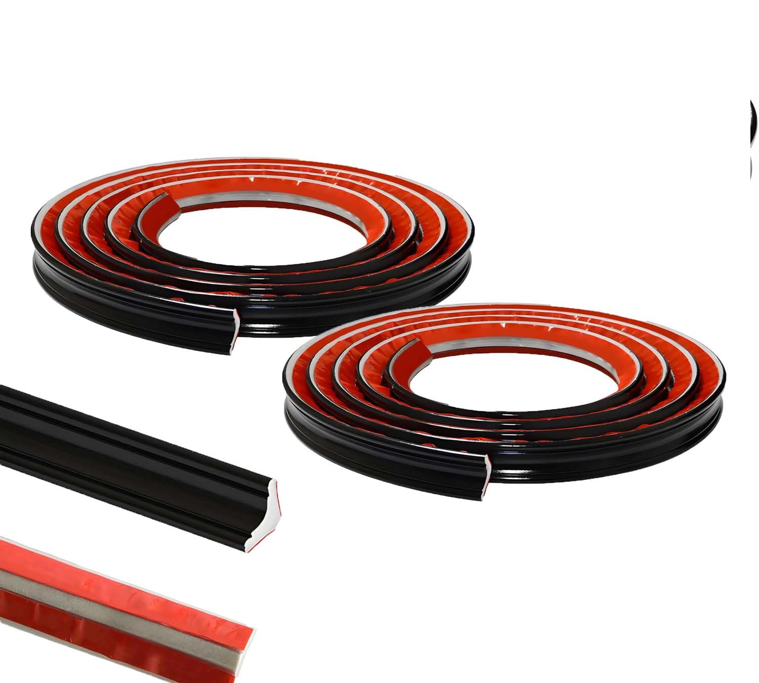 10M(5M*2 Rolls) Black PVC Quadrant Trim,Flexible Laminate Beading Self Adhesive Plastic Wall Corner Edging Strip for Worktop Ceiling Floor,Caulk Moulding Skirting Board Trim(27mm*17mm)