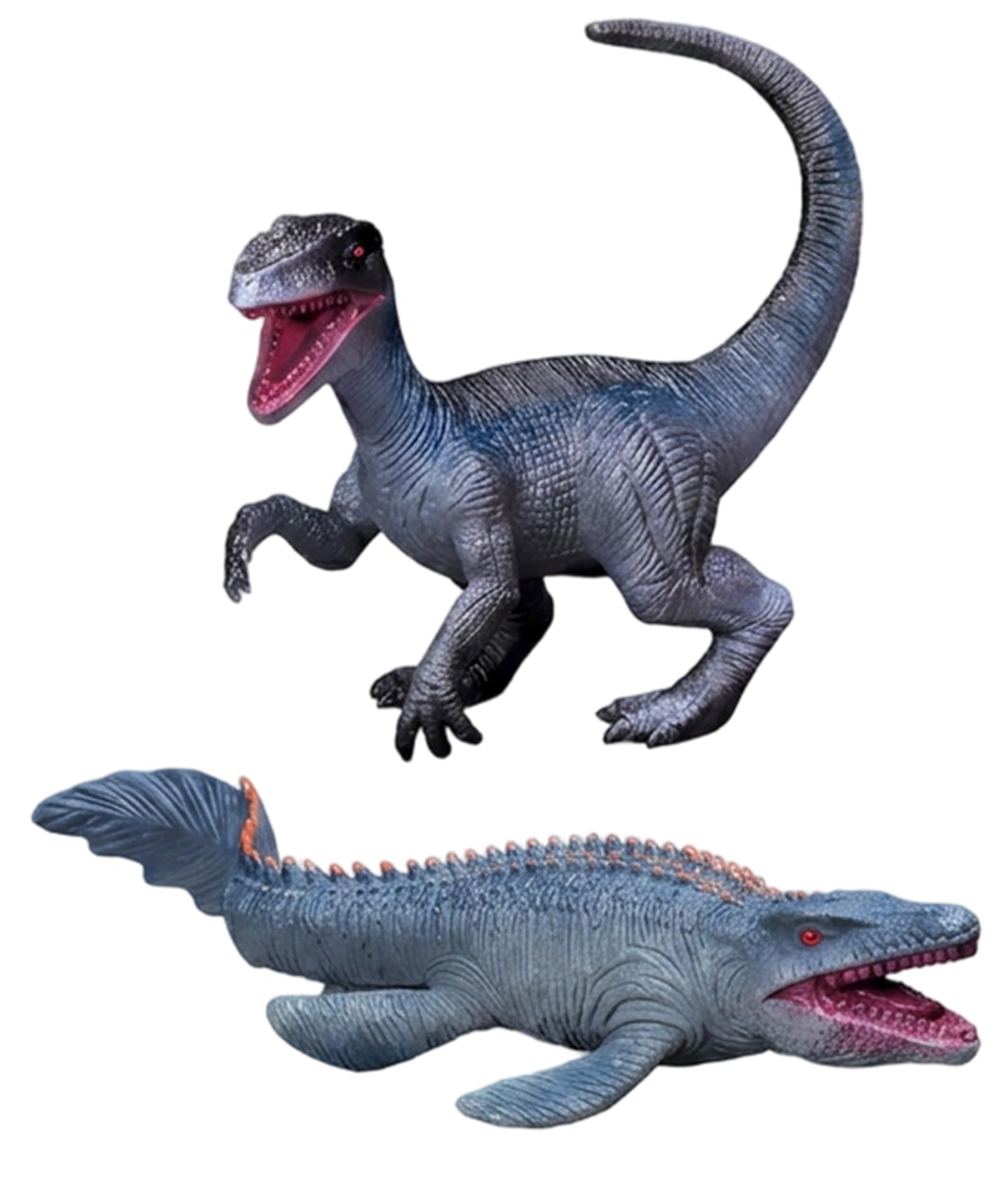embroidery 2Pcs Mosasaurus Toys, Dinosaur Toys for Kids 3-5, Mosasaurus Toys and Velociraptor Toy Dinosaur Set, Animal Figures for Kids Role-Playing and Collection Display-image-5