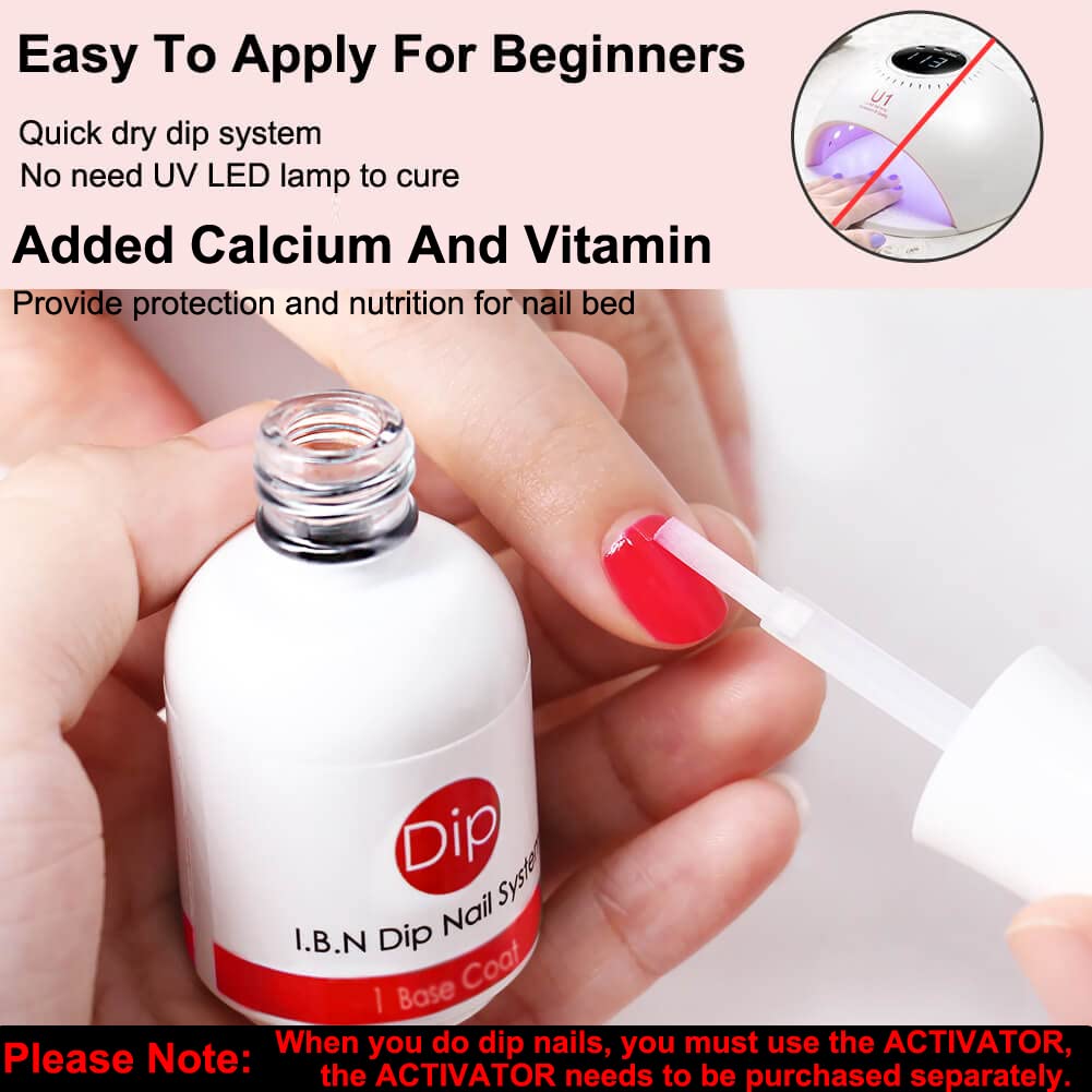 I·B·N G Dip Powder Base Coat 15ml/Bottle (Added Calcium and Vitamin) for Dipping Powder Nail Salon At Home Use DIY Manicure (Base Coat)