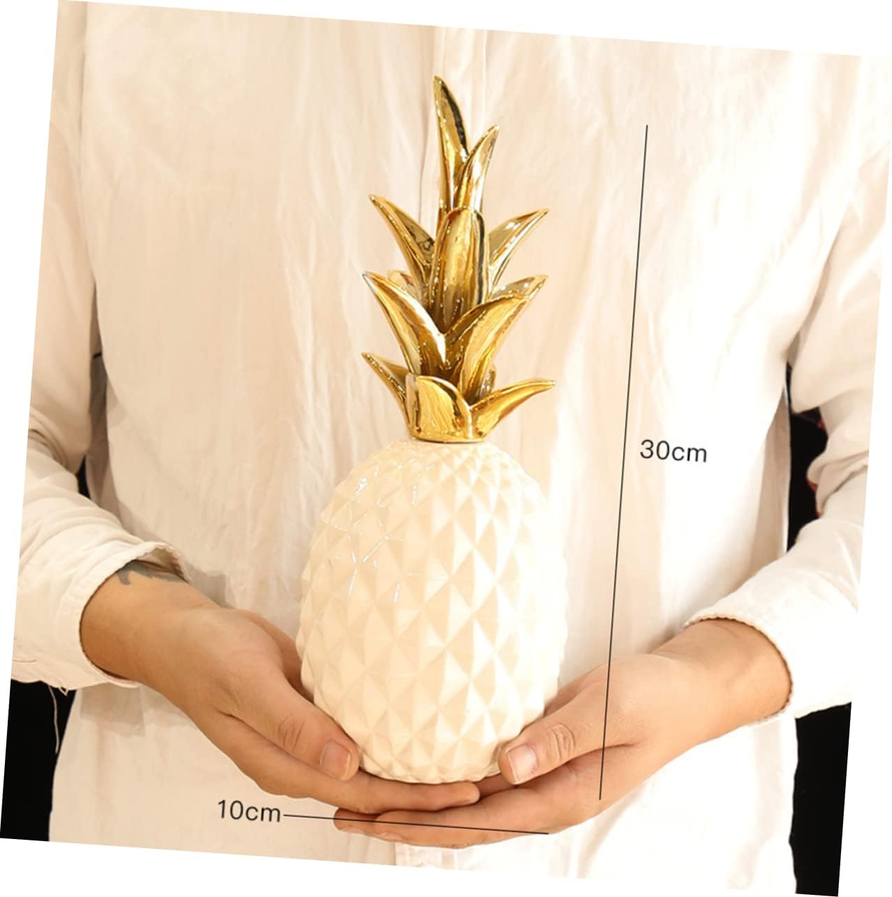 Amosfun Fruit Decorations Ceramic Pineapple Craft Home Decor Table Ornament for Kitchen and Living White Family and Garden Aesthetic