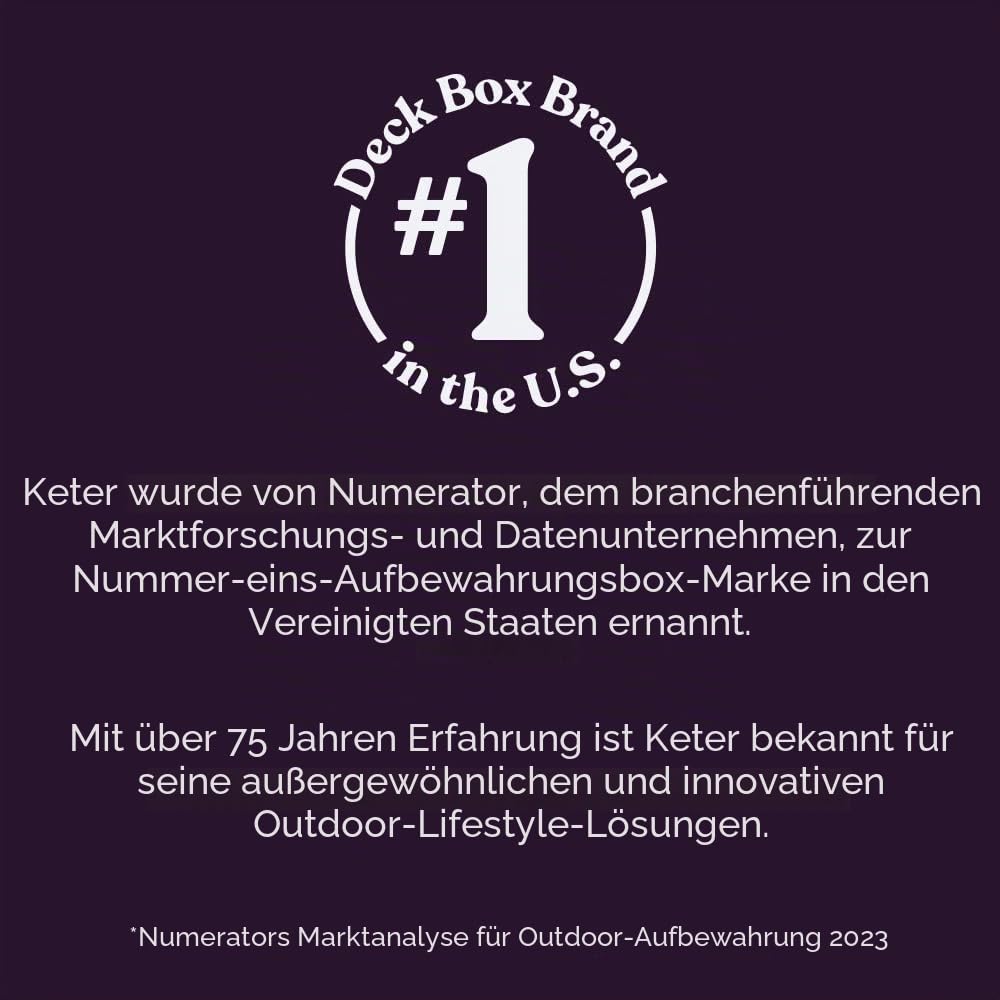 Keter Marvel Plus Aufbewahrungsbox für den Außenbereich, aus Kunstharz, für Terrasse, Kissen, Wurfkissen, Gartengeräte und Pool-Schwimmer, Braun