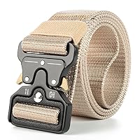 VIDSTW Cinturon Tactico Hombre, Cinturones de Lona de Nailon de Estilo Militar, Cinturón Militar Hombrev 1,5 Pulgadas, Cinturon Trabajo Hombre, para Montañas, Escalar, Entrenar (Caqui)