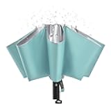 G4Free UPF 50+ UV Protection 54 Inch Large Reverse Travel Umbrella, 10 Ribs Windproof Compact Sun Blocking Inverted Car Umbrellas Automatic Open Close (Lake Blue/Silver)