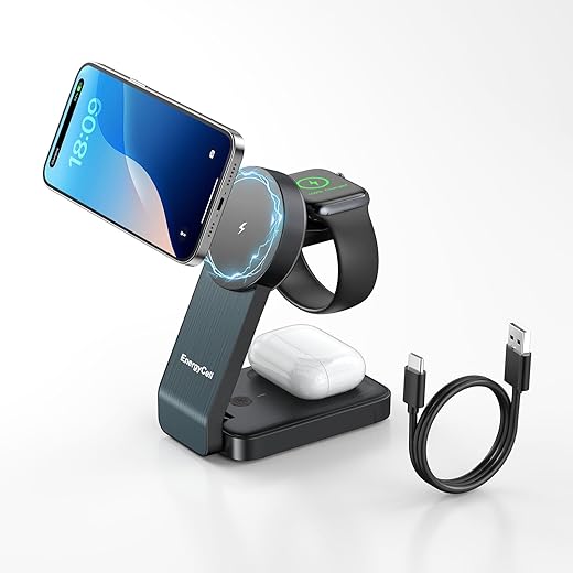 3-in-1 Magnetic Wireless Charger for iPhone, Watch & AirPods – 15W Fast Charging Station