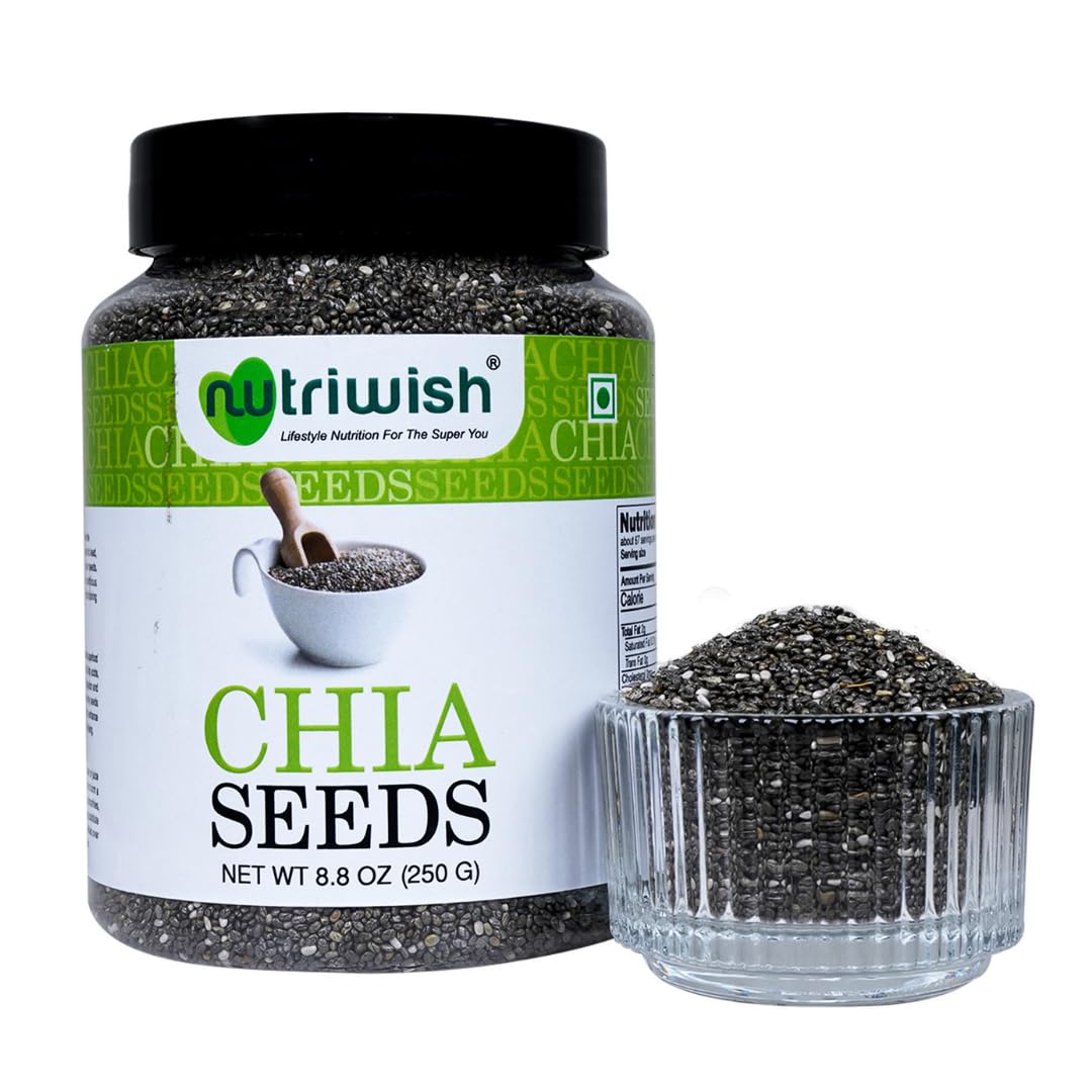 Raw Chia Seeds 250 g (8.8 oz) | Omega-3 Rich Superfood with Fibre, Antioxidants & Plant Protein | For Smoothies, Puddings, Baking & Healthy Vegan & Keto Diets