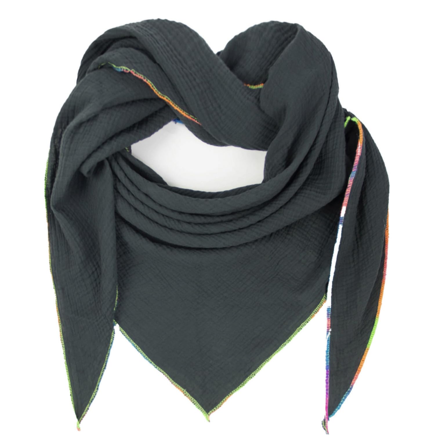 Gloop Damen XXL Dreieckstuch Halstuch Baumwolle Musselin Schal Poncho Ohne Kratze an Haut Hergestellt in Italien 135 cm×135 cm×220 cm