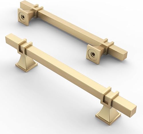 Asidrama Paquete de 10 manijas de gabinete de cocina de color dorado cepillado mate de 5 pulgadas (5.039 in), tiradores de gabinete, accesorios de