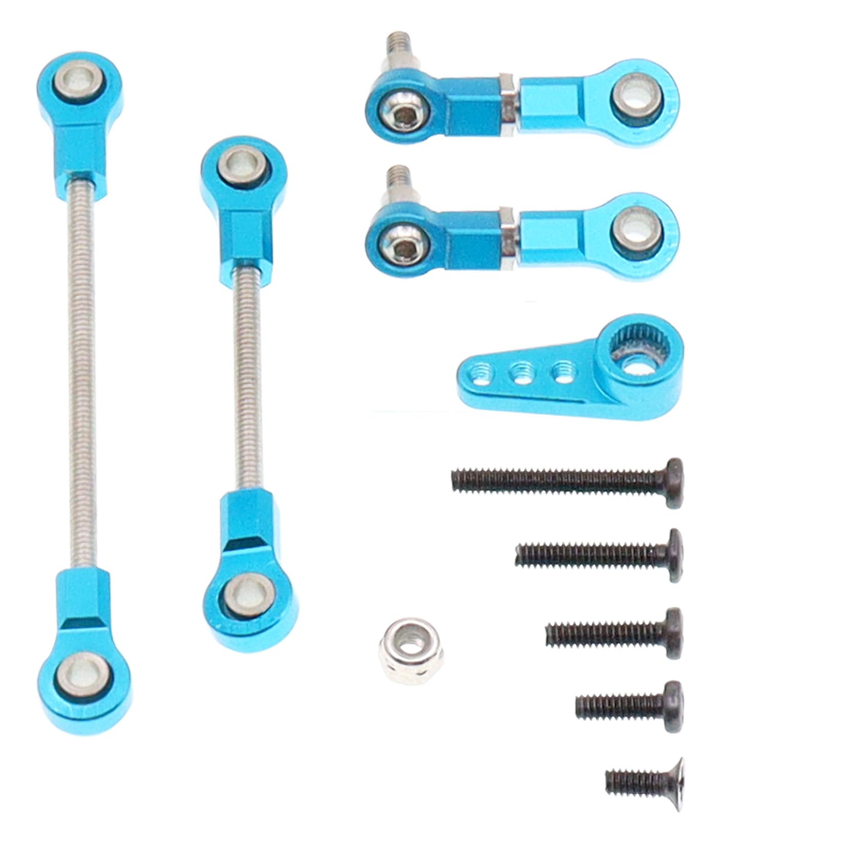 5PCS Metal Front Steering Link Rod Servo Link Linkages with 28T Servo Arm Compatible with WLtoys 1/28 284131 K969 k979 k989 k999 P929 RC Car Upgrades Parts（Blue）