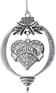 Inspired Silver - Long Island - Silver Christmas Ornament - Pave Heart Charm Christmas Tree Ornament with Cubic Zirconia - Holiday Hanging Decoration