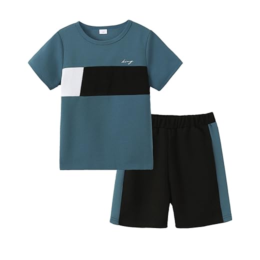 Boy Clothes Kids Boy's Summer Outfits Shorts Sleeve Crewneck T Shirt Tops Tees Shorts Sets Boy's 2 Piece Outfits
