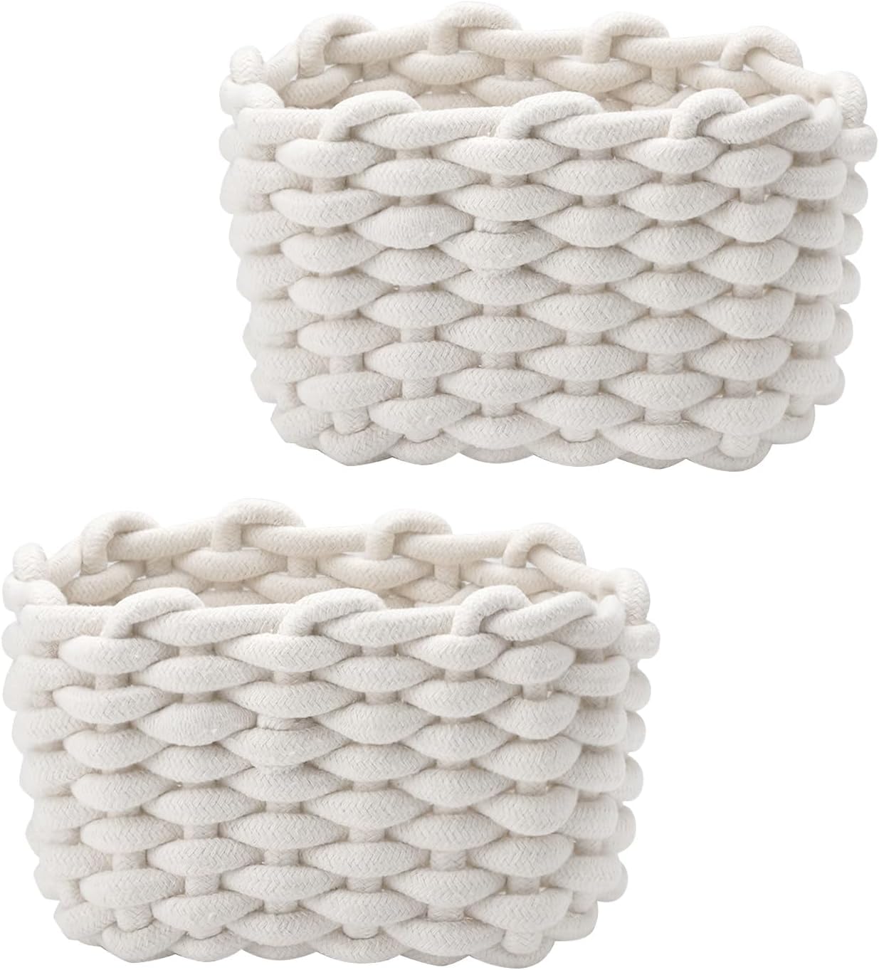 Paquete doble de cestas de almacenamiento, cesta para pañales, cesta pequeña trenzada, cesta de almacenamiento de algodón suave, cuadrada, para baño, maquillaje, juguetes, cesta, minicesta, cesta