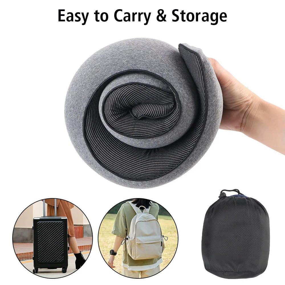 Almohada de viaje de espuma viscoelástica en forma de U para apoyo del cuello y descanso cómodo