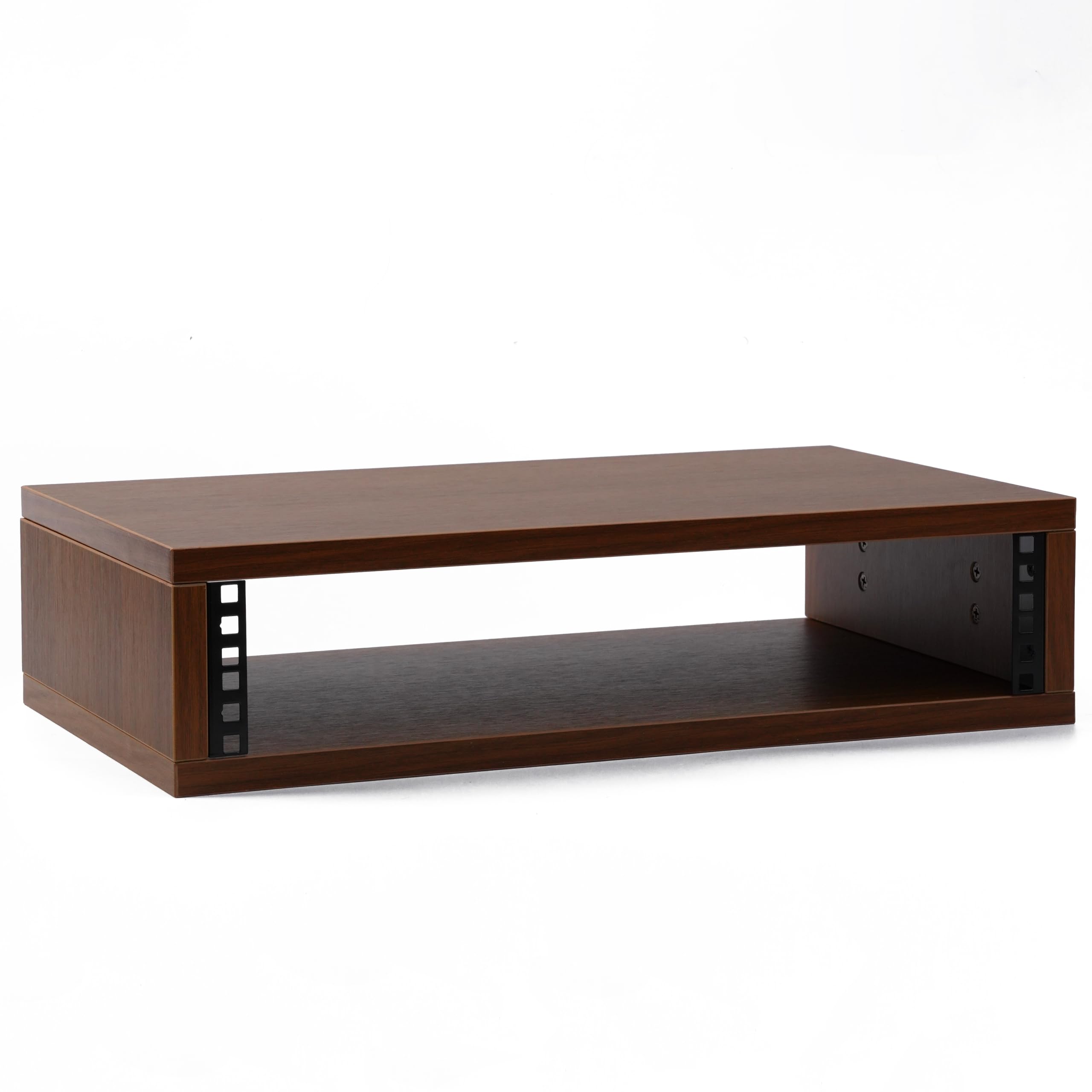 Desktop Studio Rack – 2U/3U/4U Shallow Wooden Stand for Many 19-Inch Rack-Style Audio Devices, Tabletop Mount, Natural or Walnut(Walnut Finish, 2U)