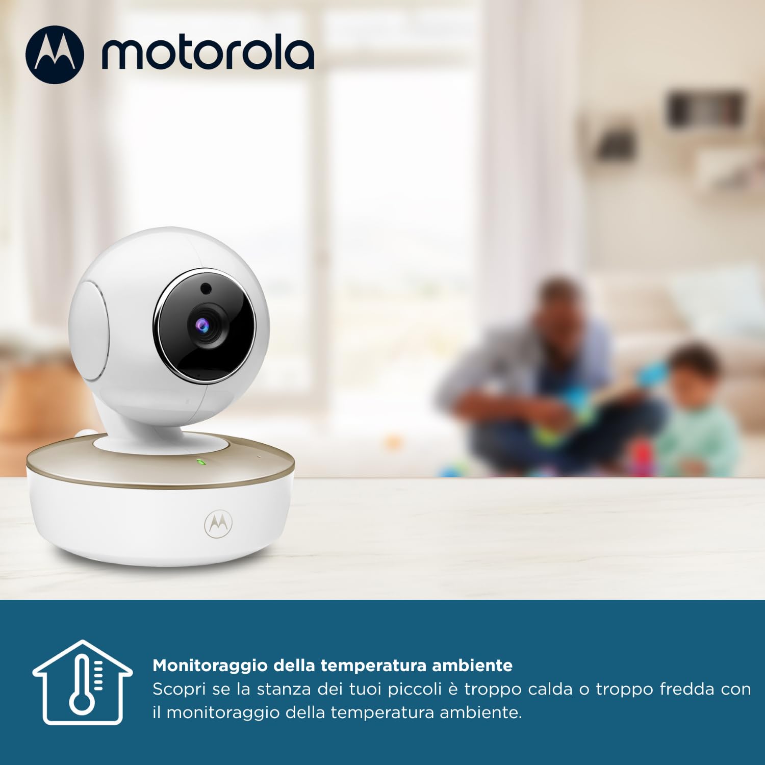 Motorola Nursery VM50G Videocamera Baby Monitor, Display 5 pollici, Ninnananna, Comunicazione Bidirezionale, Microfono Alta Sensibilità, Inclinazione e Zoom Digitale, Visione Notturna, Bianco o Oro