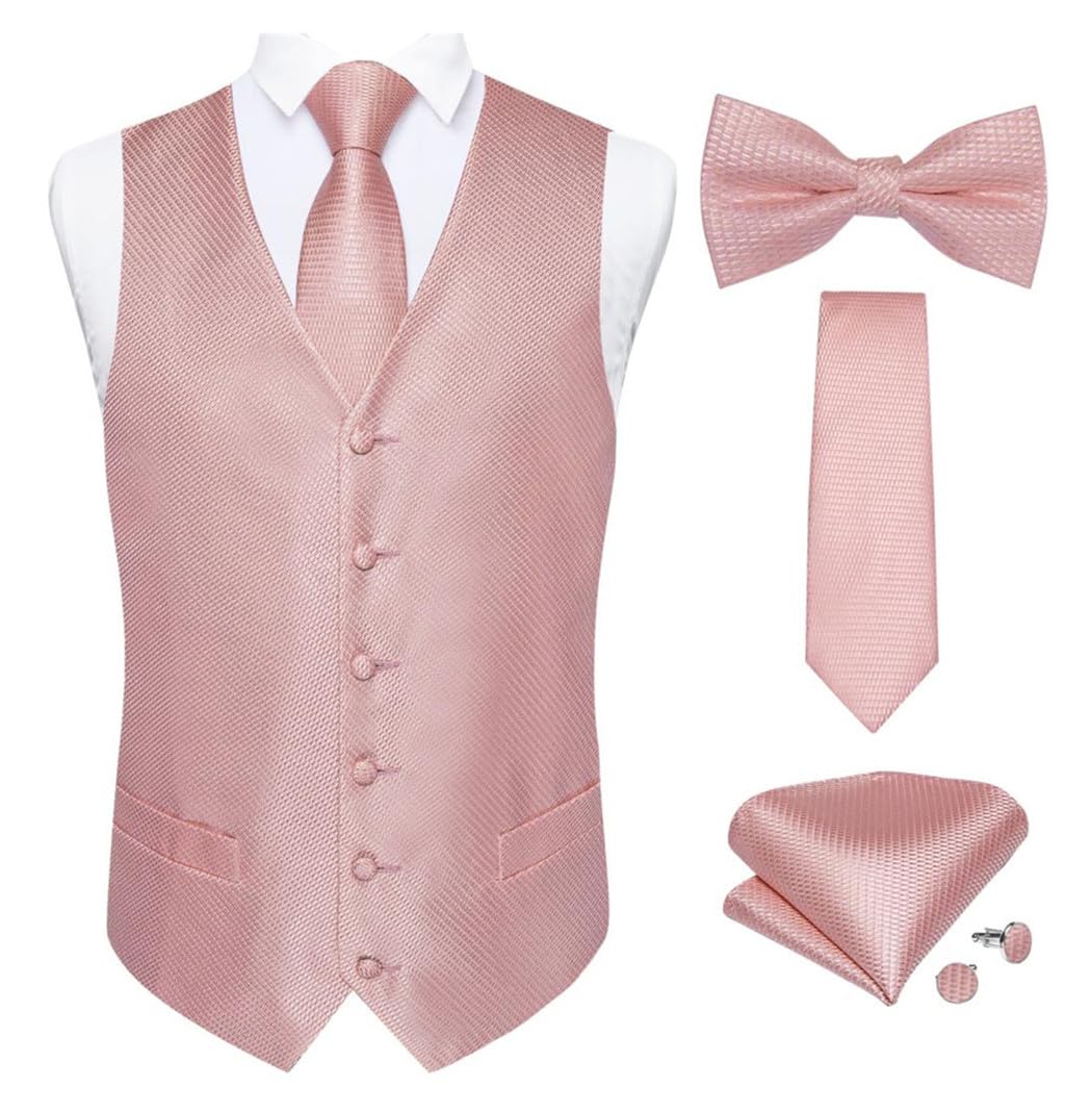 Gilet de costume rose chic avec accessoires de fête - 7