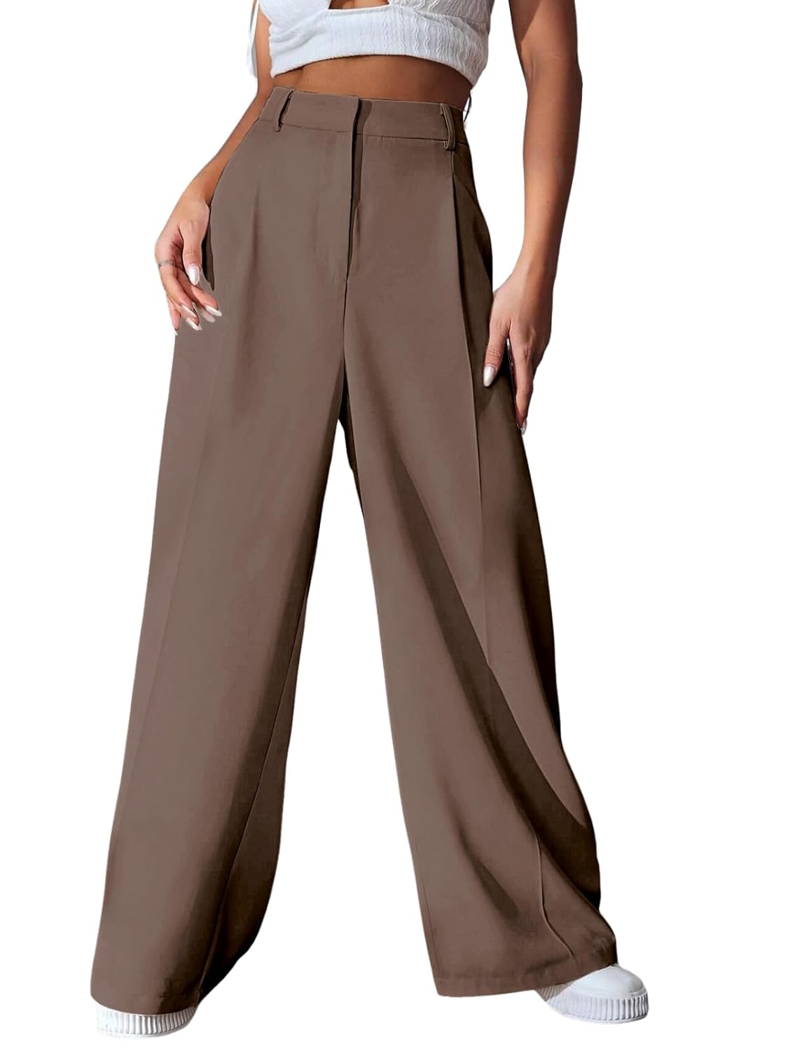 GRECIILOOKS Women High Rise High Waist Trousers Flared Korean Style Formal Pants| Elegant Workwear for Office, College & Events (Combo Pack of 2)