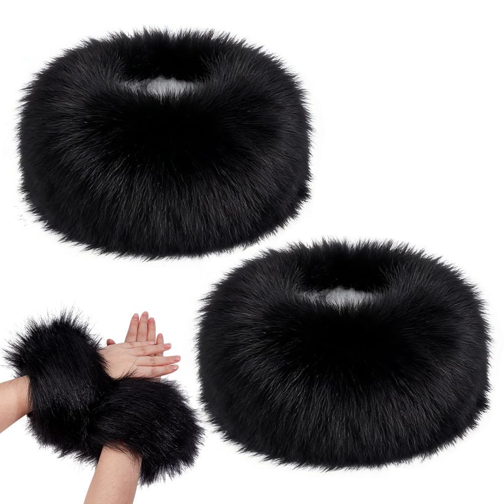 PH PandaHall Kunstpelz Armstulpen Armstulpen Aus Kunstfaser Flauschige Armbänder Pelzstulpen Für Halloween Weihnachten Kostüme Cosplay Partys Sport Yoga Skifahren Dekoration Damen 1 Paar