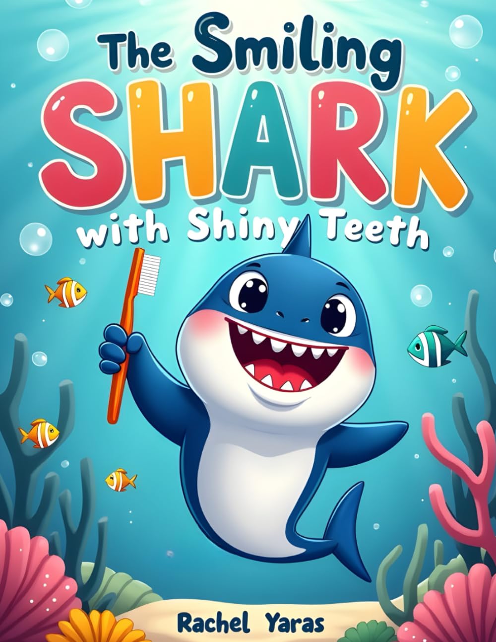 The Smiling Shark with Shiny Teeth.: story book for 1 year old shark,book for 1 year old fish,book for 1 year old ocean,story book for shark,story book for 1 year girl,story book for 1 year baby.
