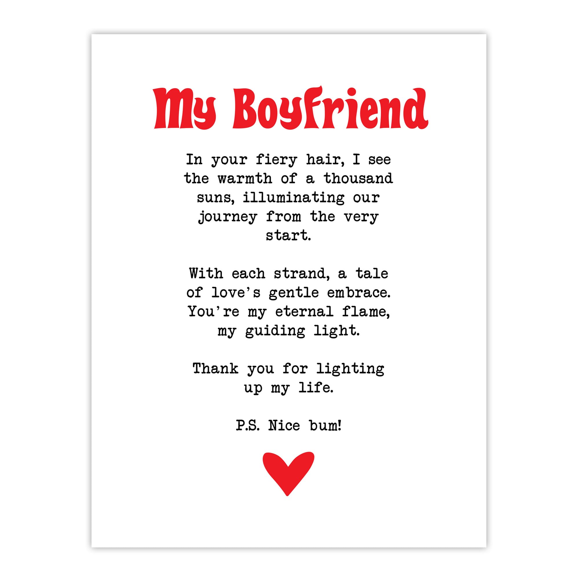 Artery8 Love Poem Ginger Boyfriend Romantic Funny Bedroom Large Wall Art Poster Print Thick Paper 18X24 Inch