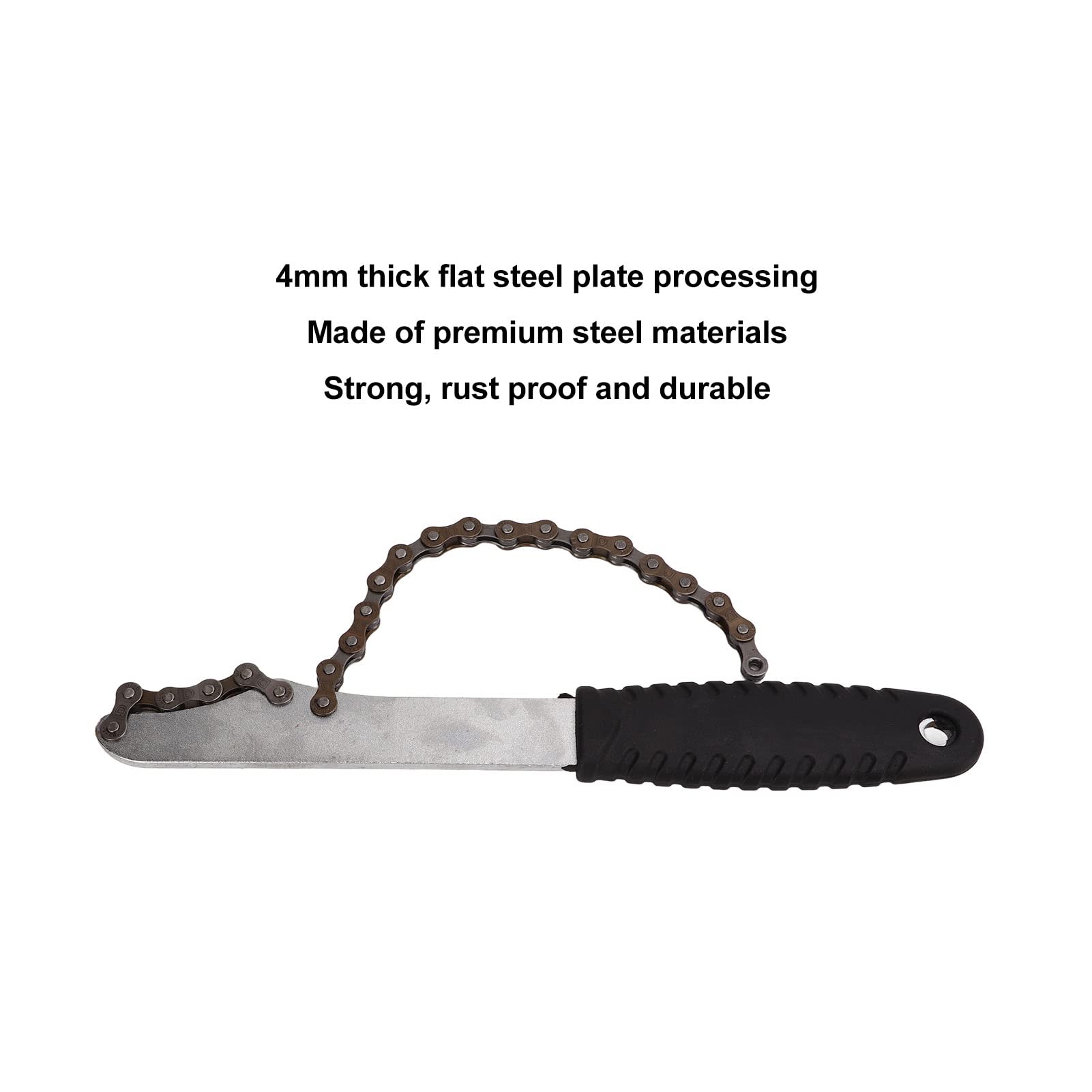 HERCHR Bike Chain Wrench, Bike Cassette Chain Wrench Steel Ergonomic Bike Chain Whip Freewheel Repair Tool for Mountain Road Bike - Image 4