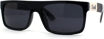 Locs Refined Luxe Flat Top Rectangle Cholo Gangster Sunglasses All Black
