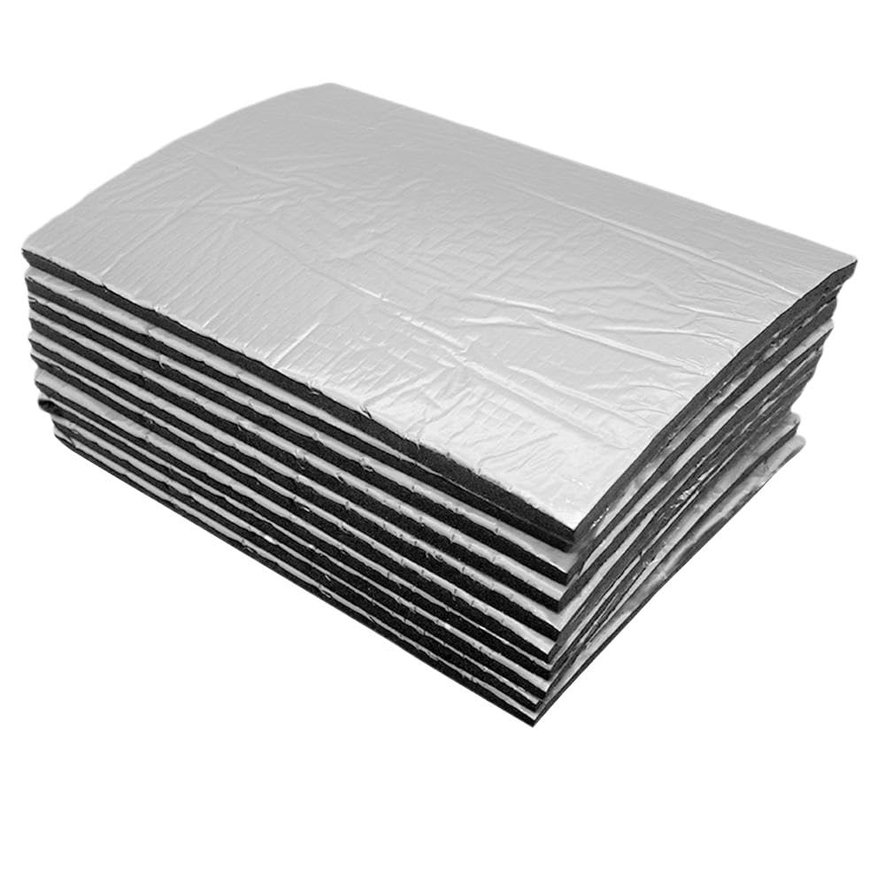 Isolamento Auto Tappetino fonoassorbente for Auto Tappetino fonoassorbente for Auto da 10 Pezzi Fonoassorbente per Auto(Silver)