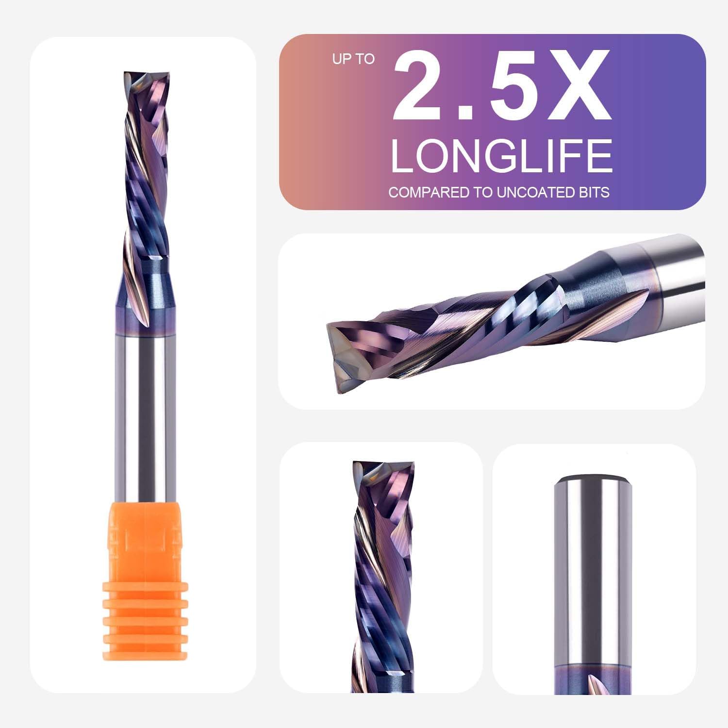 SpeTool Frez spiralny do rowków 8 mm, trzonek kompresja 6 mm, średnica cięcia 24 mm, długość cięcia, frez spiralny, frez do rowków CNC do frezarki górnowrzecionowej z powłoką TAC, do drewna, frez