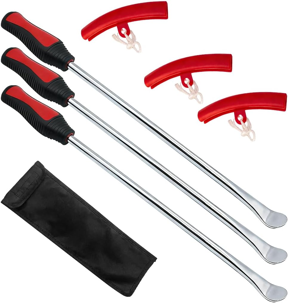 6PCS 14.5" Motorcycle Tire Spoons Tool Set, Steel Tyre Iron Lever Repair Kit with 3 Rim Protector, Dirt Bike Tire Changing Repair Tool, Universal for Motorbike Dirt Bike