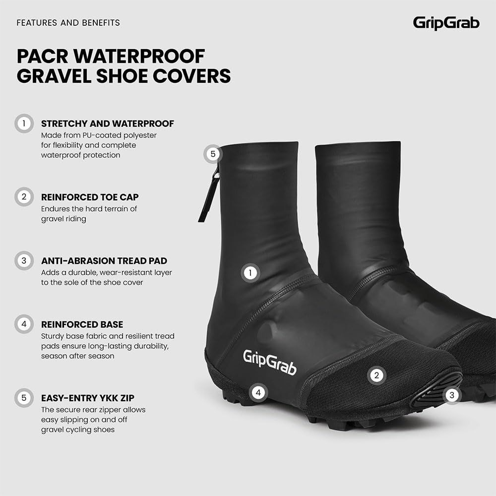 GripGrab PACR Couvre-Chaussures imperméables Gravel Couvre-Chaussures VTT Protection Contre la Pluie Cyclisme