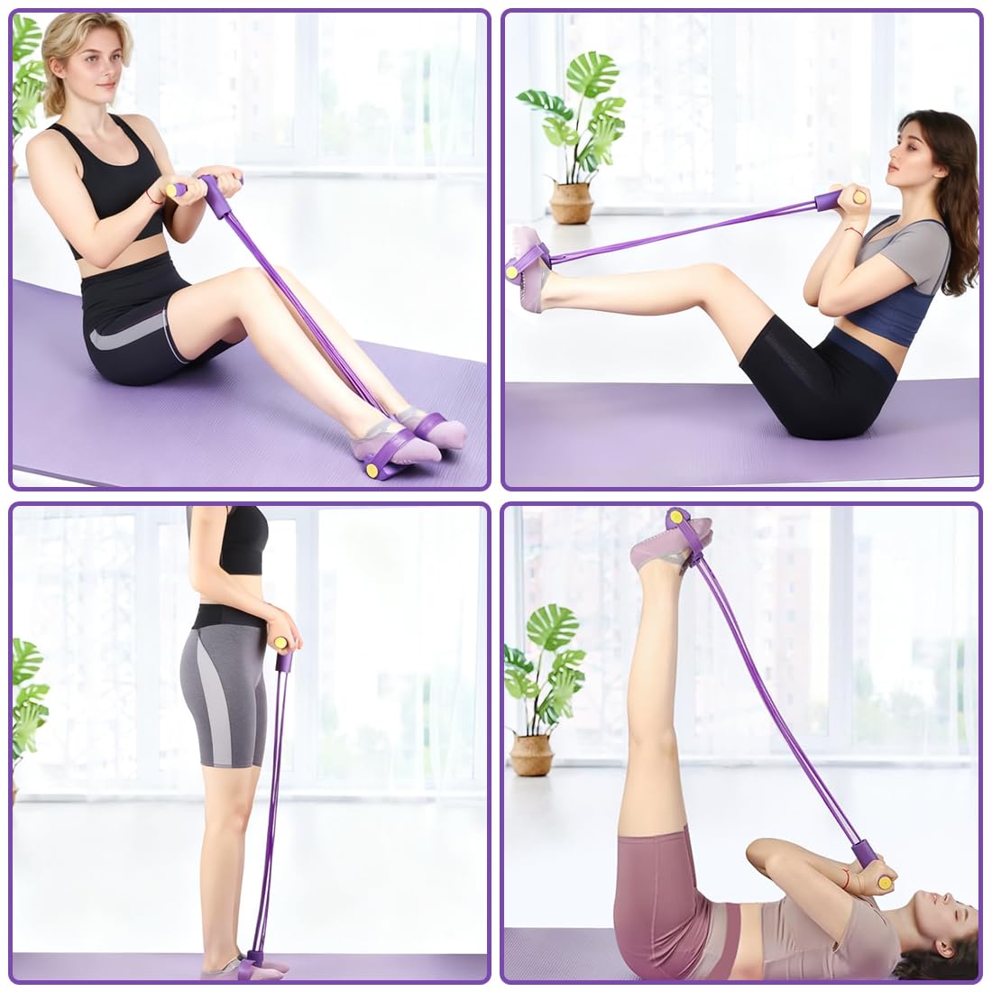 Fascia di Resistenza a Pedale, Corda Elastica con 6 Tubi, attrezzi palestra casa, elastici fitness, Elastico con Pedali, Allenatore Addominali per Vita/Bracci/Gambe
