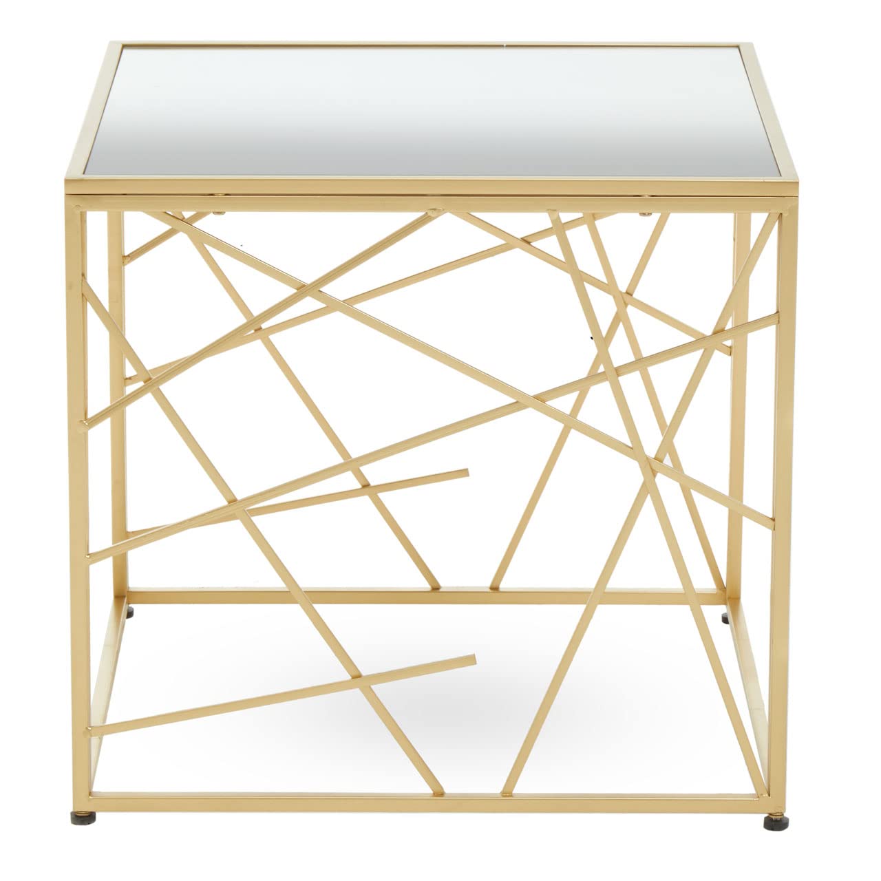 Gold Finish Side Table - Mirror Top - Stylish Kitchen Side Table - Breakfast Table - Robust - Premier Housewares
