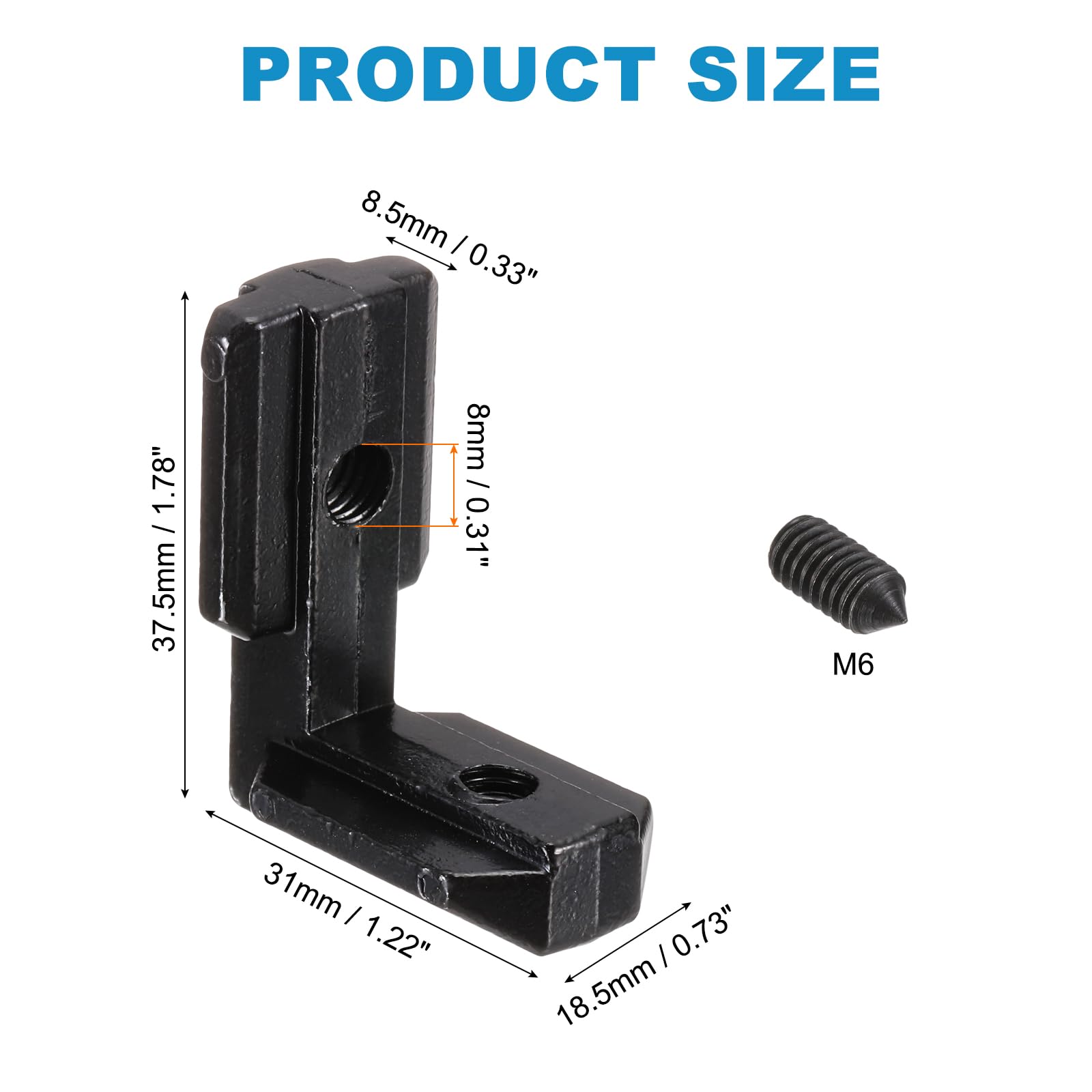 PATIKIL 4040 Series Aluminum Extrusion Connector Bracket,4Pcs L-Shape Inside Corner Connector Bracket Joint with Screw/Wrench for 8mm T/V Slot Rail Profiles Accessories - Image 2
