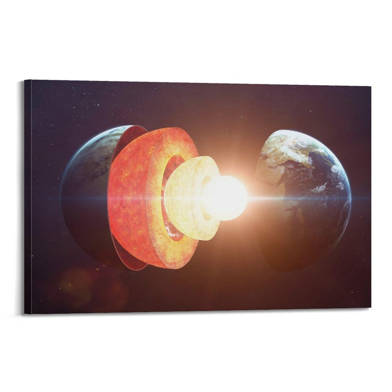 OKAHYS Earth Core Planet Space Poster Decorative Painting Canvas Wall Artworks Picture 24x36inch(60x90cm)