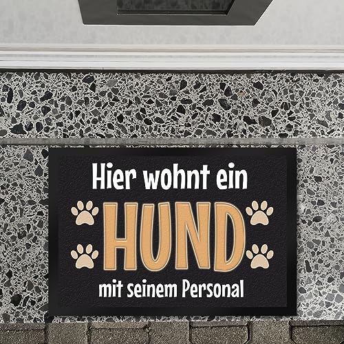 trendaffe - Fußmatte Hier wohnt EIN Hund mit seinem Personal