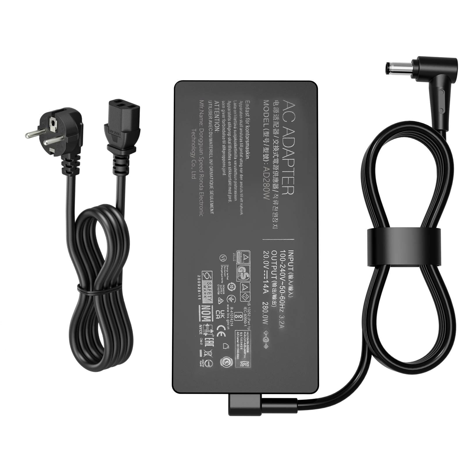 280W 14A 20V Netzteil Ladegerät für Asus ROG Strix G15 G17 G513R G513Q G713R G713Q Scar 15 17 G532L G533Z G732L G733Z Hero Scar III G731G G703G ADP-280W 80EB B Netzteil für Computer