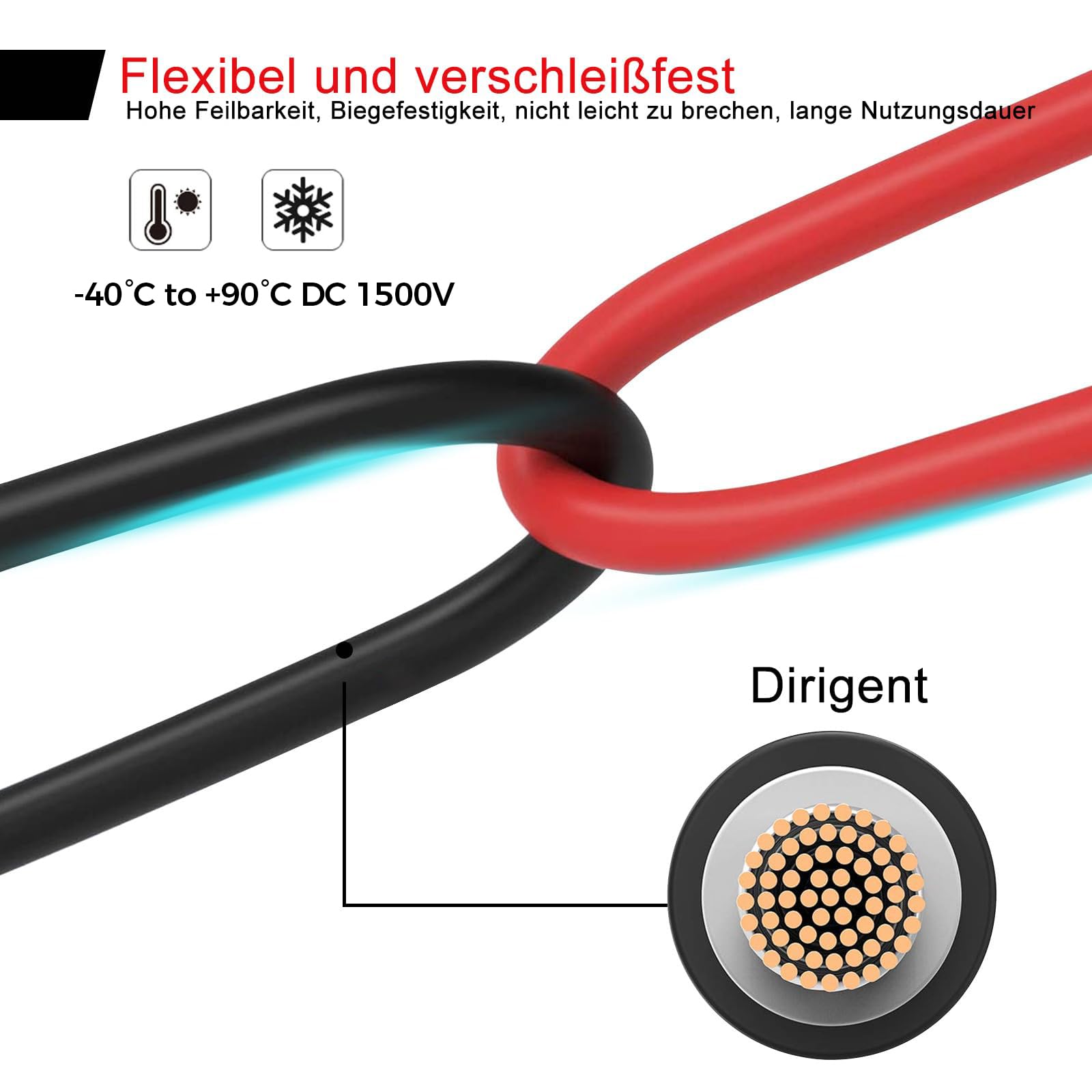 Kabel solarny 6 mm², kabel przedłużający z wtyczką solarną, adapter solarny, fotowoltaiczny kabel solarny czerwony + czarny, do elektrowni balkonowej, panelu słonecznego, RV (10 m kabel solarny 6 mm²)