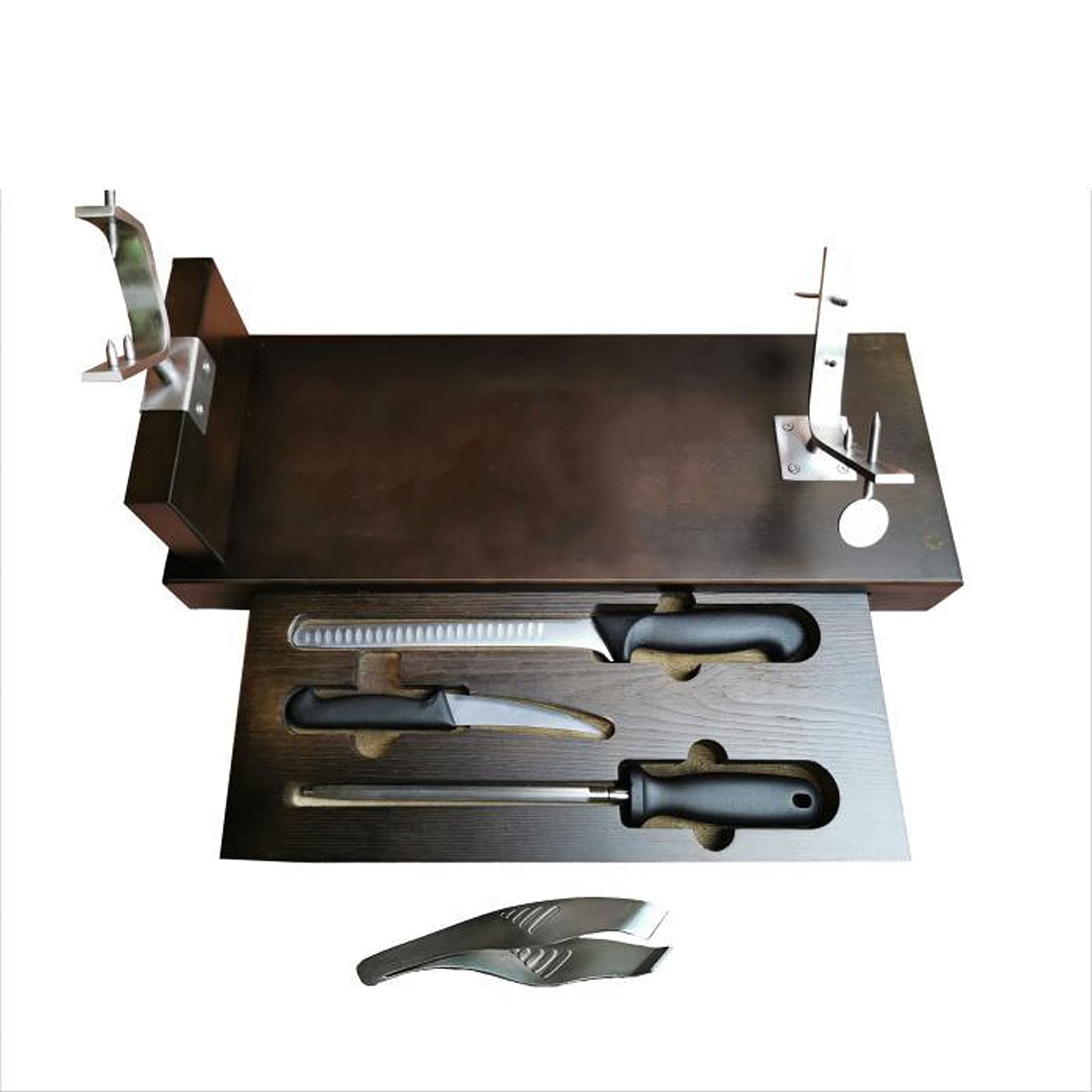 Uchwyt na szynkę drewniany szef kuchni DIY. Uchwyt na grill Ham metalowy stojak restauracja akcesoria kuchenne narzędzia do mocowania ham, uchwyt na szynkę