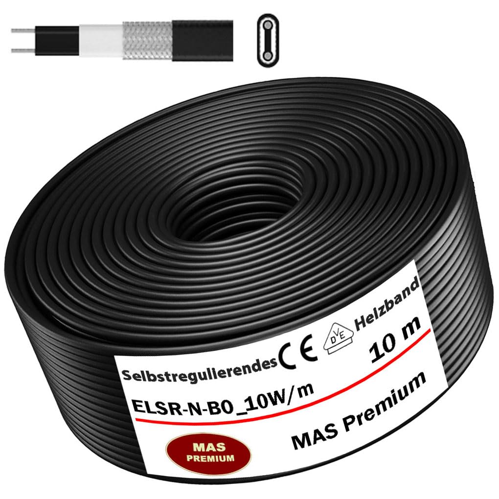 Heizkabel Selbstregulierendes Heizband ELTHERM ELSR-N-BO 10W/M AT 5–100m Rohrheizung Begleitheizung Wasserleitung Dachrinnenheizung Frostschutzkabel 10°- 80°C (10m)