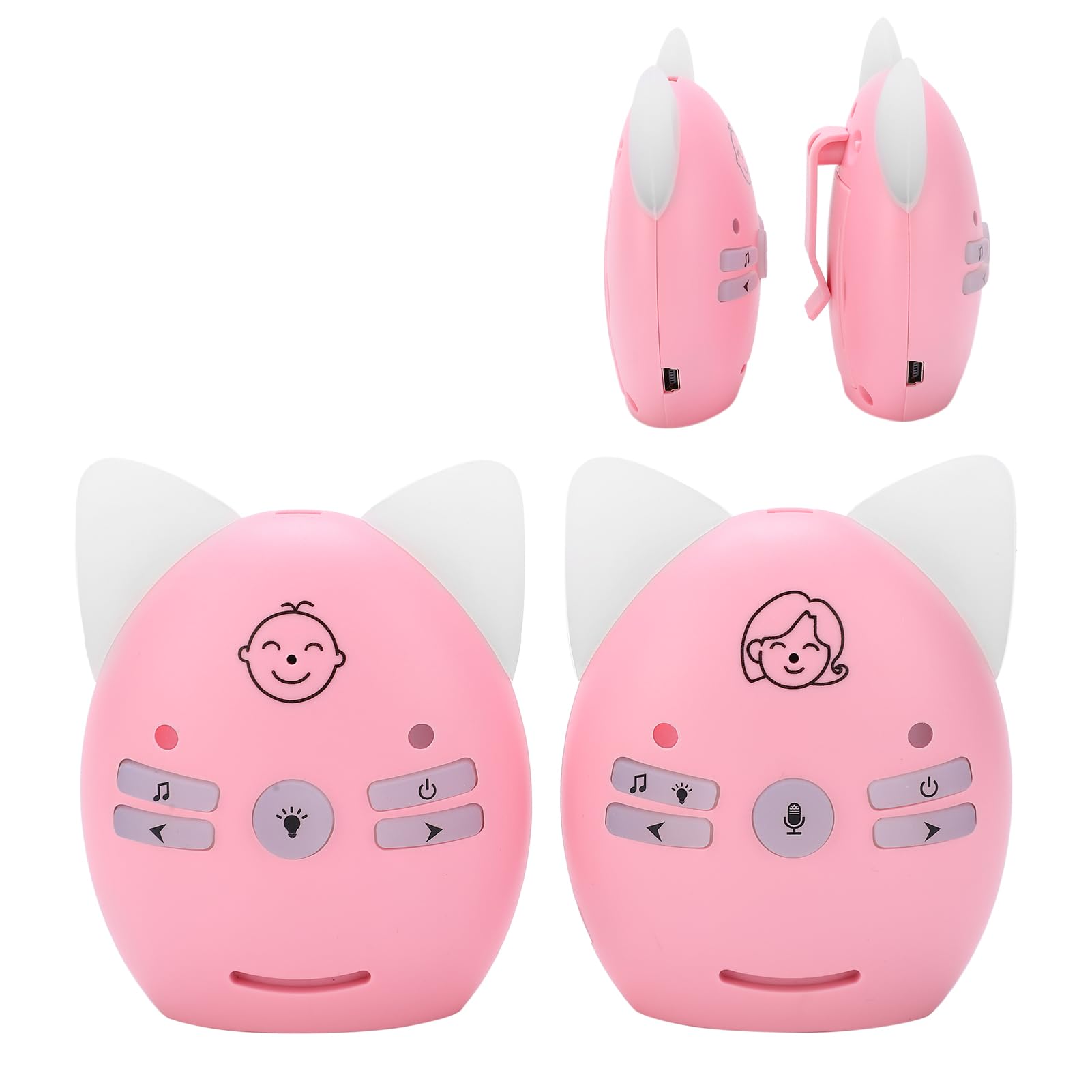Babyphone Audio sans Fil, Design Dessin animé, avec Conversation Bidirectionnelle, Veilleuse Musicale, Portée de 300 M (Plug EU (100-240V AC))